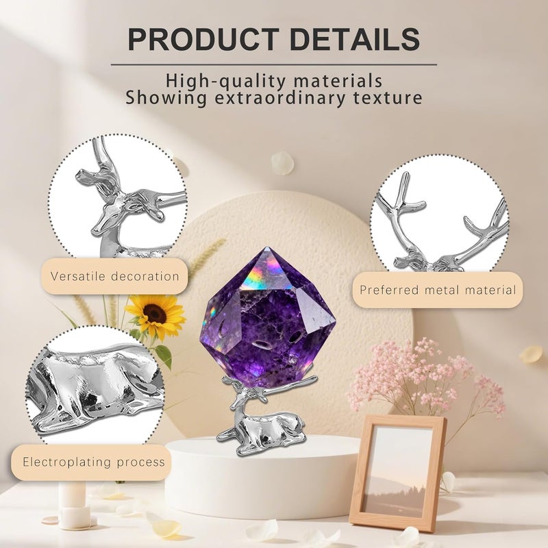 GeryVtee 6PCS Crystal Ball Stand Sphere Display Stand Metal Crystal Holder Balls Ornament Rack Holder Metal Base Christmas Elk Shape (Silver) - Image 3